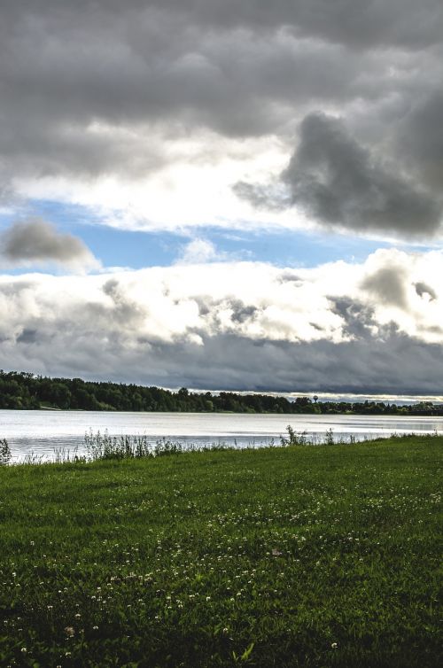 clouds grass landscape