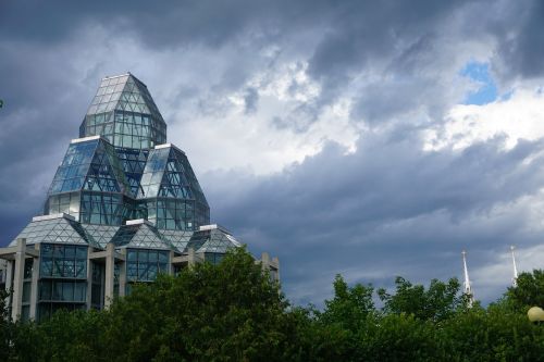 clouds glass building