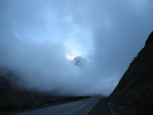 clouds mountain pass fog