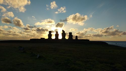 clouds sunset easter island