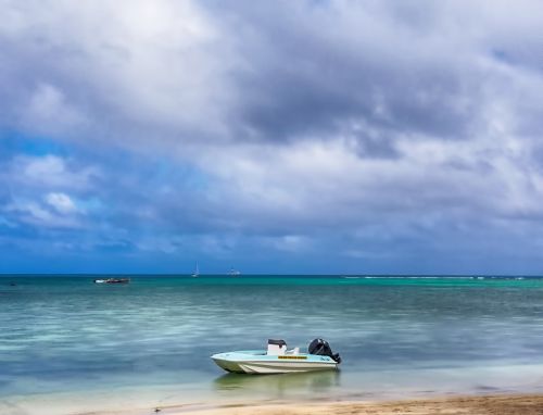 clouds sea boat