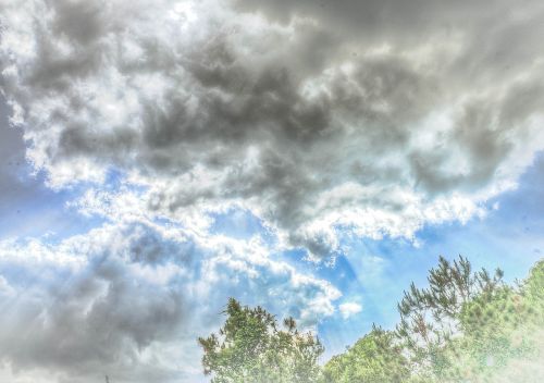 clouds sunbeams white