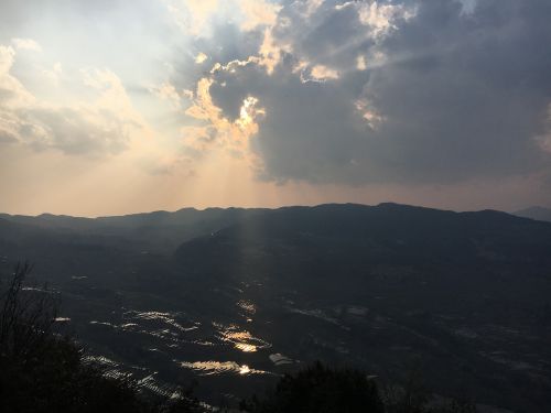 clouds skimming day terrace in yunnan province