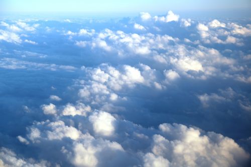 clouds view from the plane sky blue