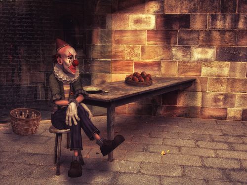 clown lonely leave