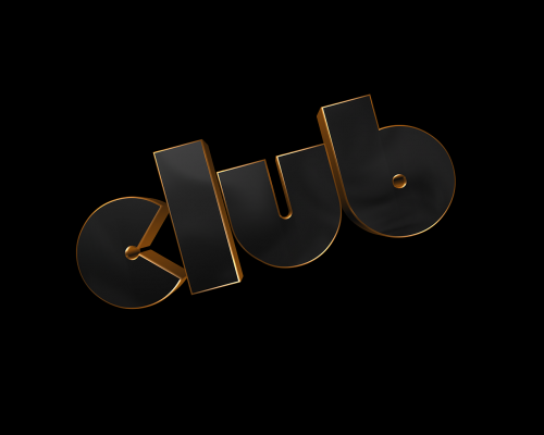 club 3d text black