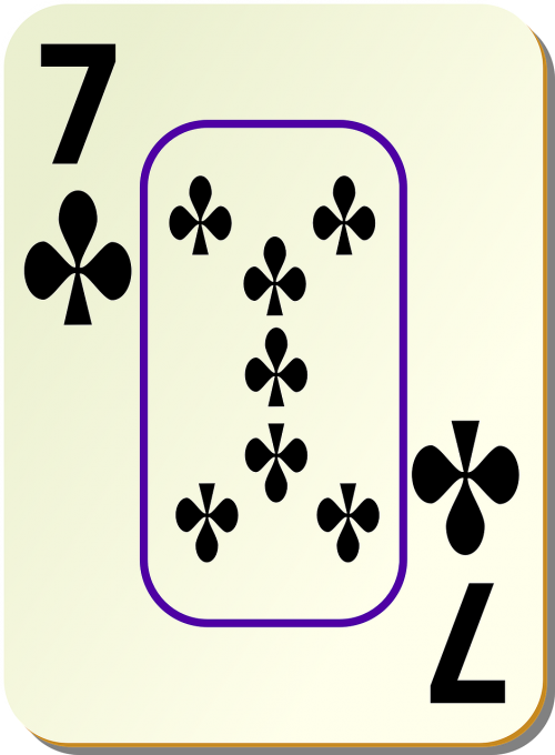 clubs playing cards seven