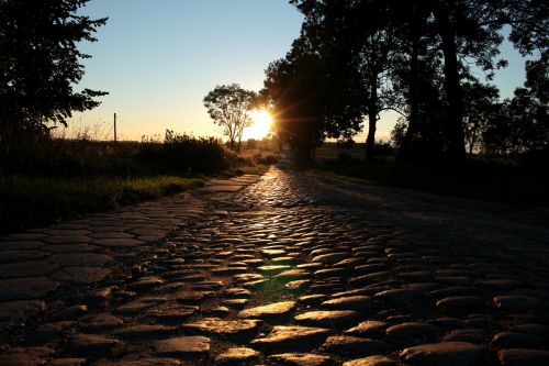 cobble stone road summer
