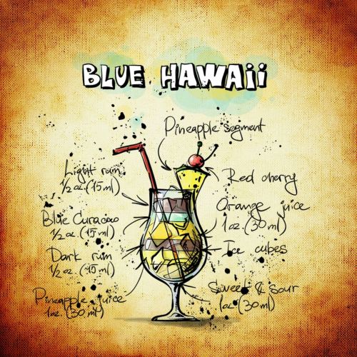 cocktail blue hawaii drink