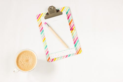 coffee notebook pencil