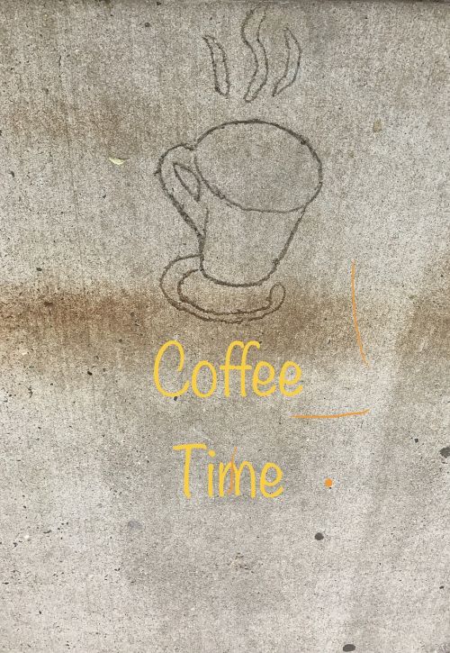 coffee cup sidewalk art