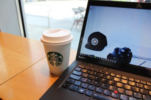 coffee laptop keyboard