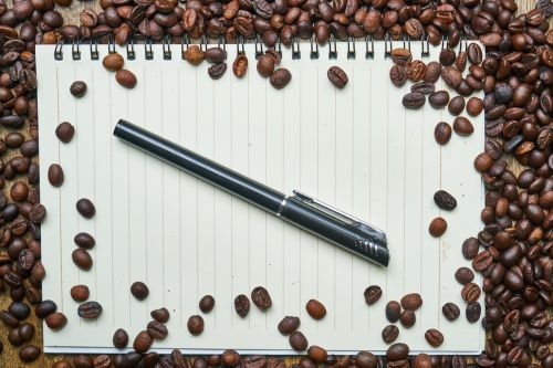coffee notebook pen