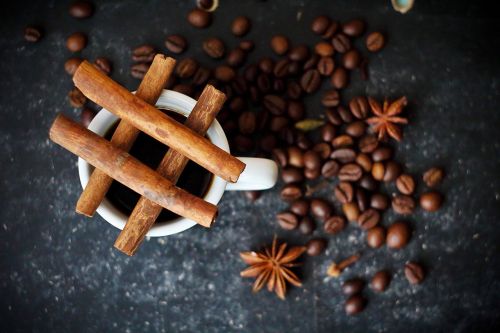 coffee cinnamon closeup