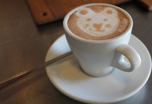 coffee bear face white cup