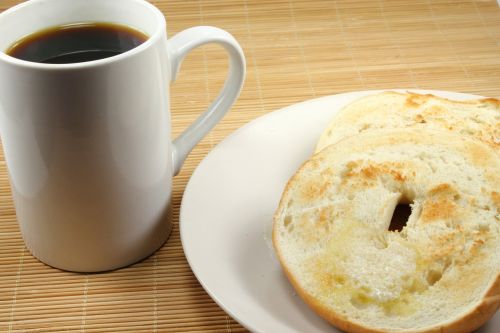 coffee bagel breakfast