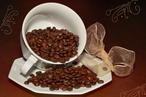 coffee beans roasted coffee cup