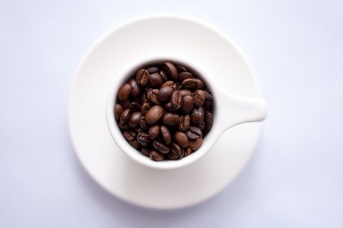 coffee beans cup plate