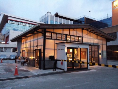 coffee house architecture evening light