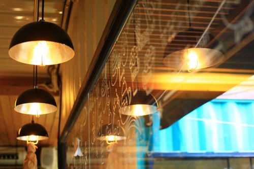 coffee shop  lamp  reflection