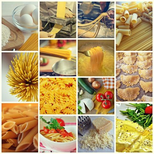 collage noodles pasta