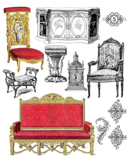 collage vintage furniture