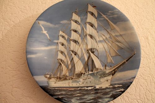collection plate ship porcelain