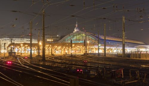 cologne night photograph railway station