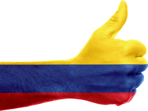 colombia flag hand