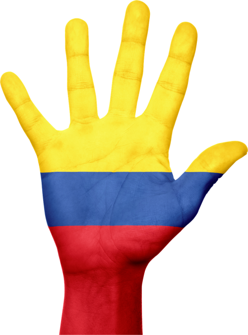 colombia flag hand