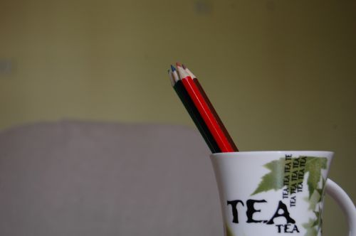 Color Pencils Inside Tea Cup