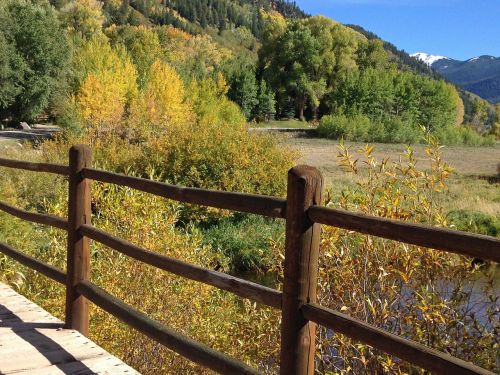 colorado fall colors wooden fence