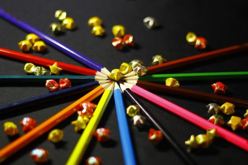 colored pencils colorful paper stars