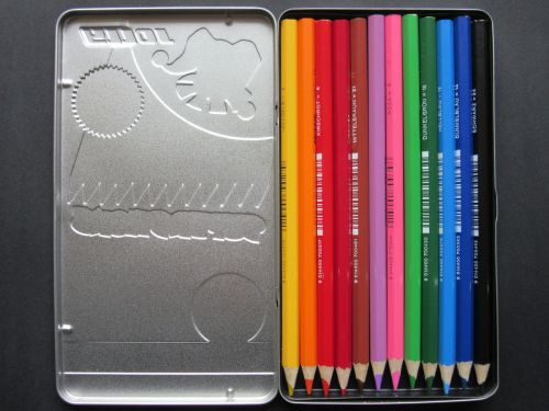 colored pencils sheet metal box color