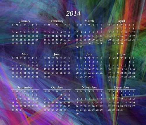 Colorful 2014 Calendar V2