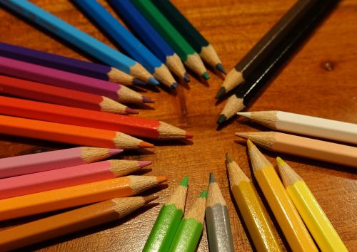 colorful colored pencils pens