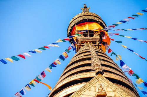 colorful flaglets building