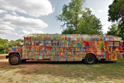 colorful  school bus  vehicle