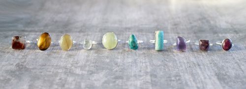colorful stone rings