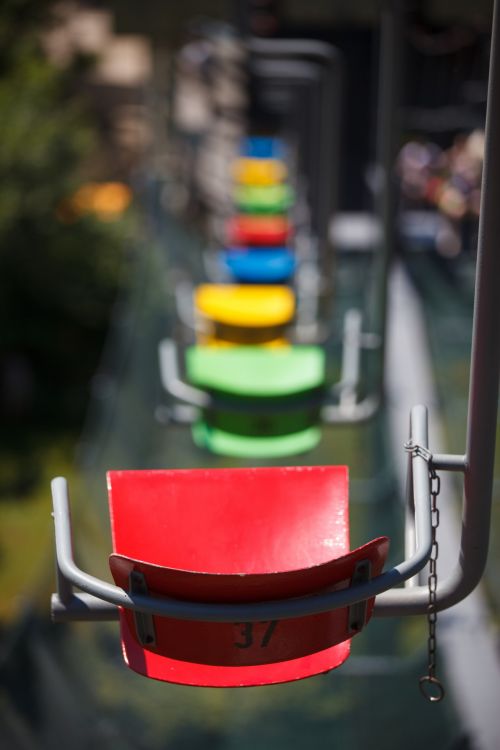 Colorful Chairlift Seats