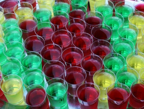 colorful glasses brandy jelly