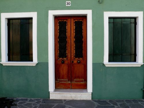 colorful houses door windows