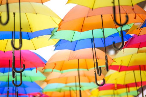 colorful umbrellas colour rain