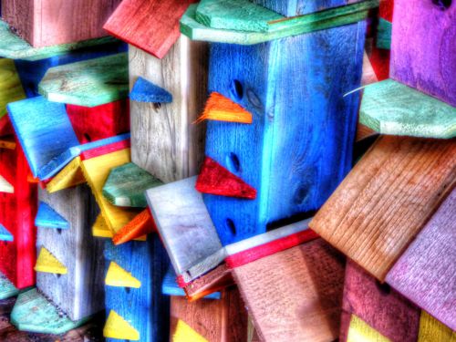 Colorful Wooden Birdhouses