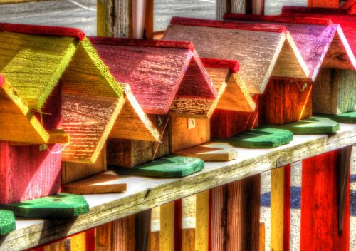 Colorful Wooden Birdhouses