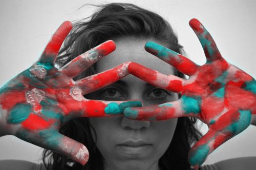 colors paint hands