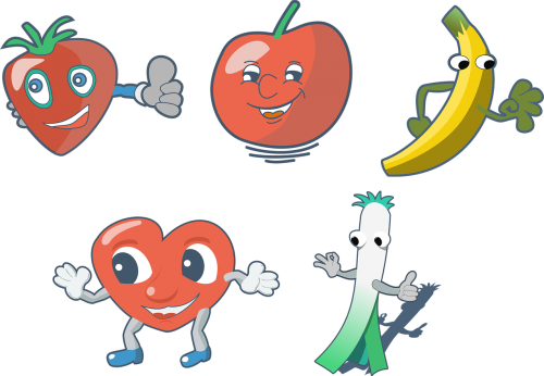 comic fruits fun