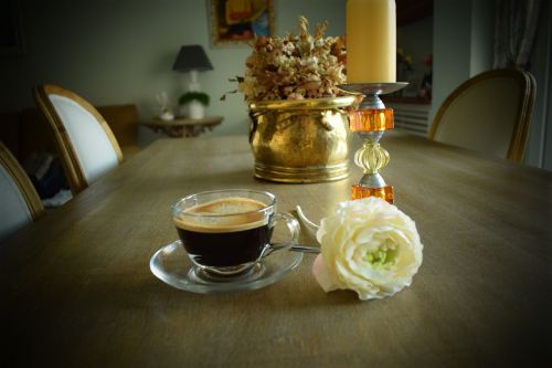 composition flower coffee