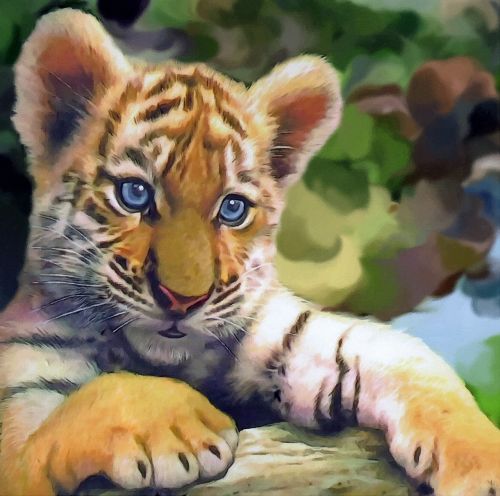 computer art with structure tiger baby