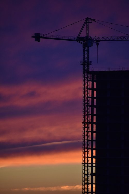 construction  crane  sunset